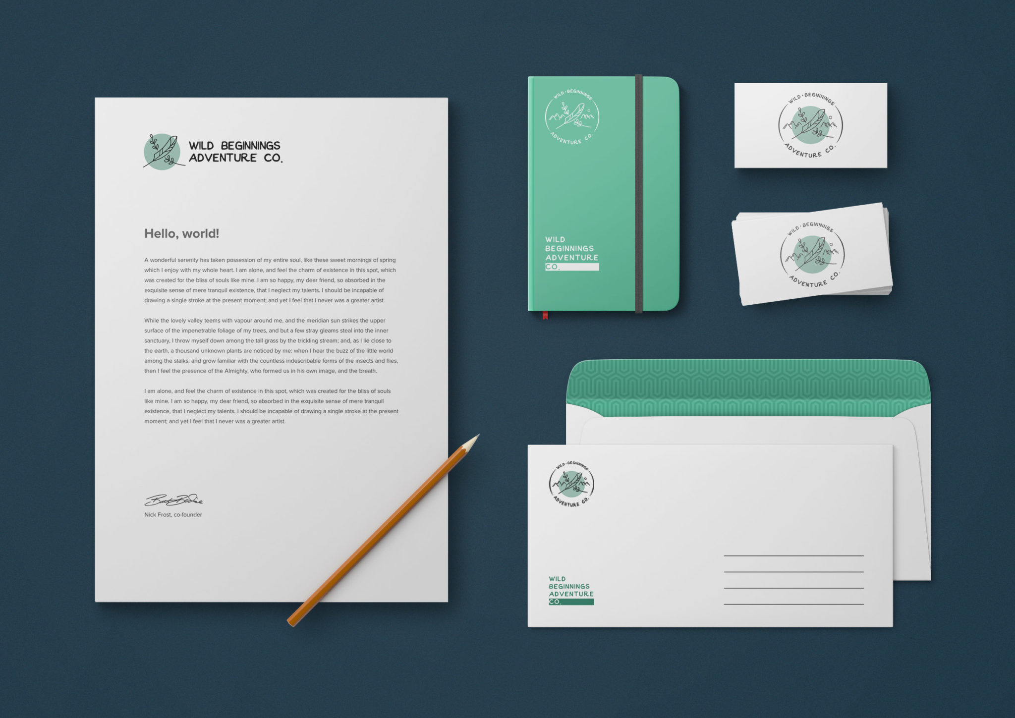 Wild Beginnings Adventure Co. - Logo stationary mock up